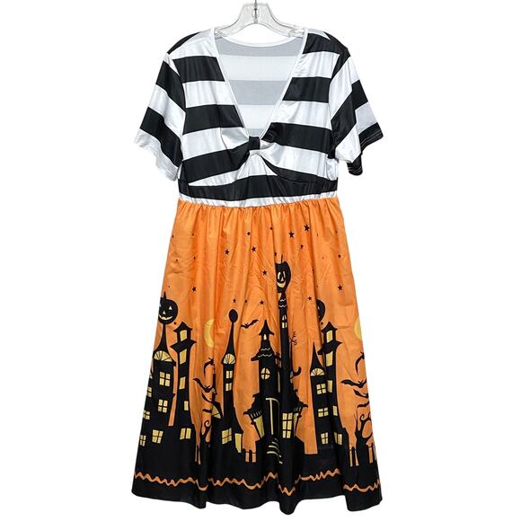 SHEIN Dresses & Skirts - Halloween Dress Shein Curve 3XL Trick Or Treat Fall Pumpkins Bats Spooky Costume